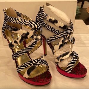 Wild Rose Zebra Print Heels with Pink Accents
